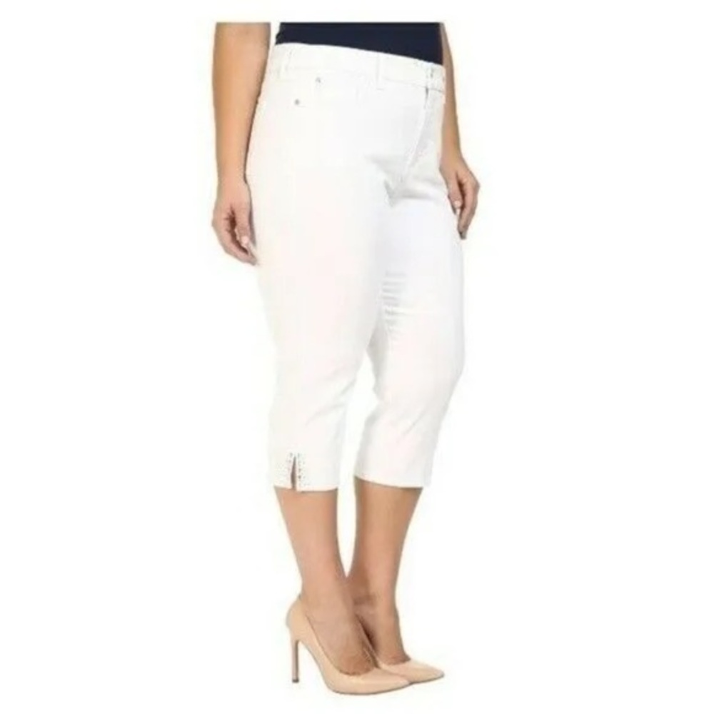 NWT NYDJ Ariel Optic White Jewel Hem Bling Capri Crop Jeans 4
